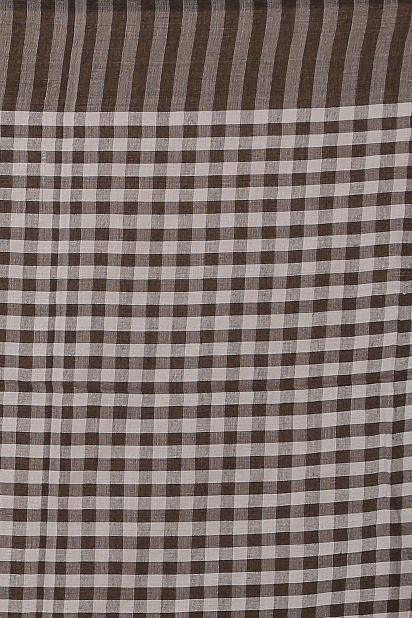 Cotton Check Saree With Blouse Piece (White Black)