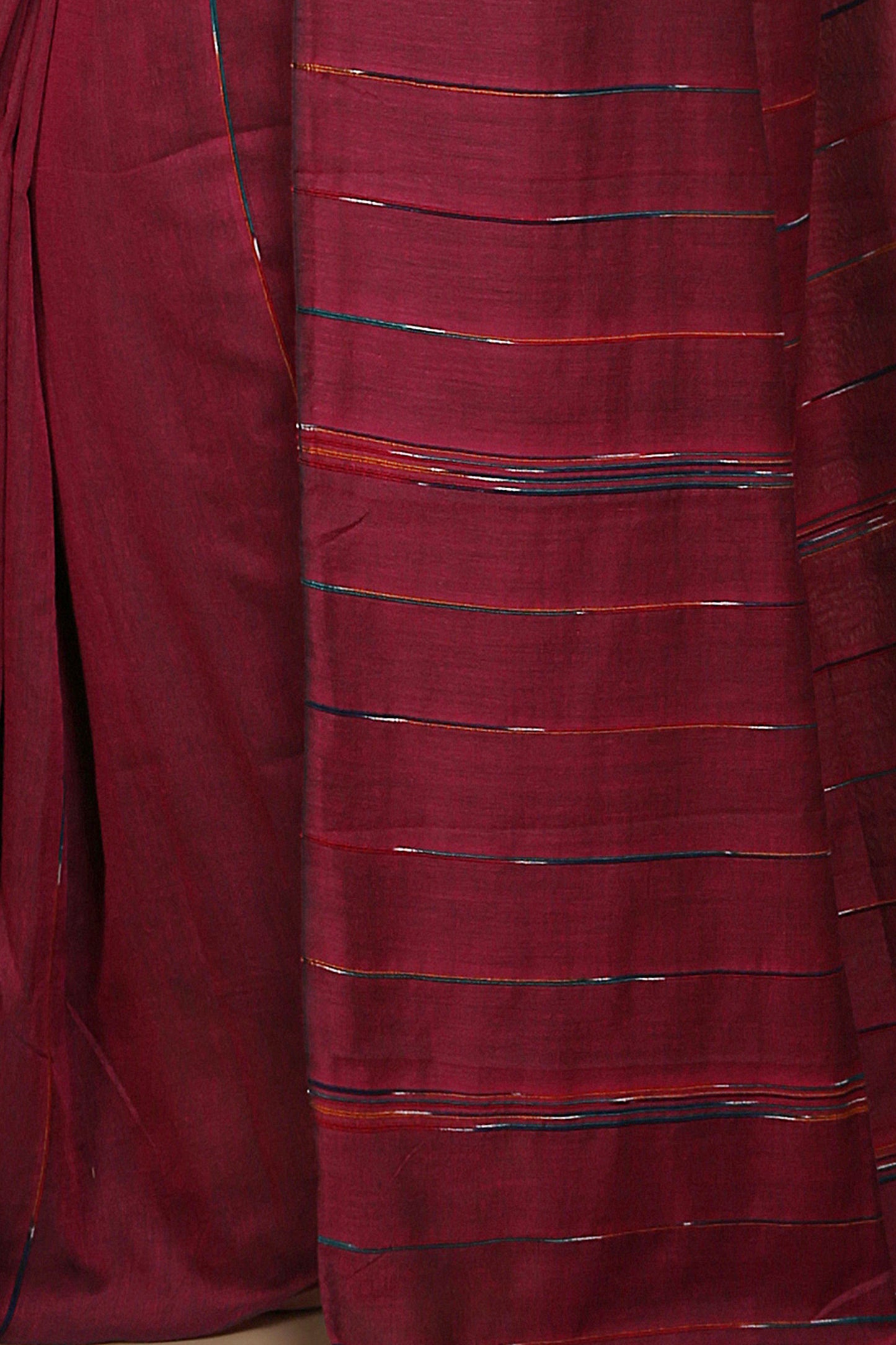 Traditional Khes Cotton Saree With Blouse Piece (Maroon)