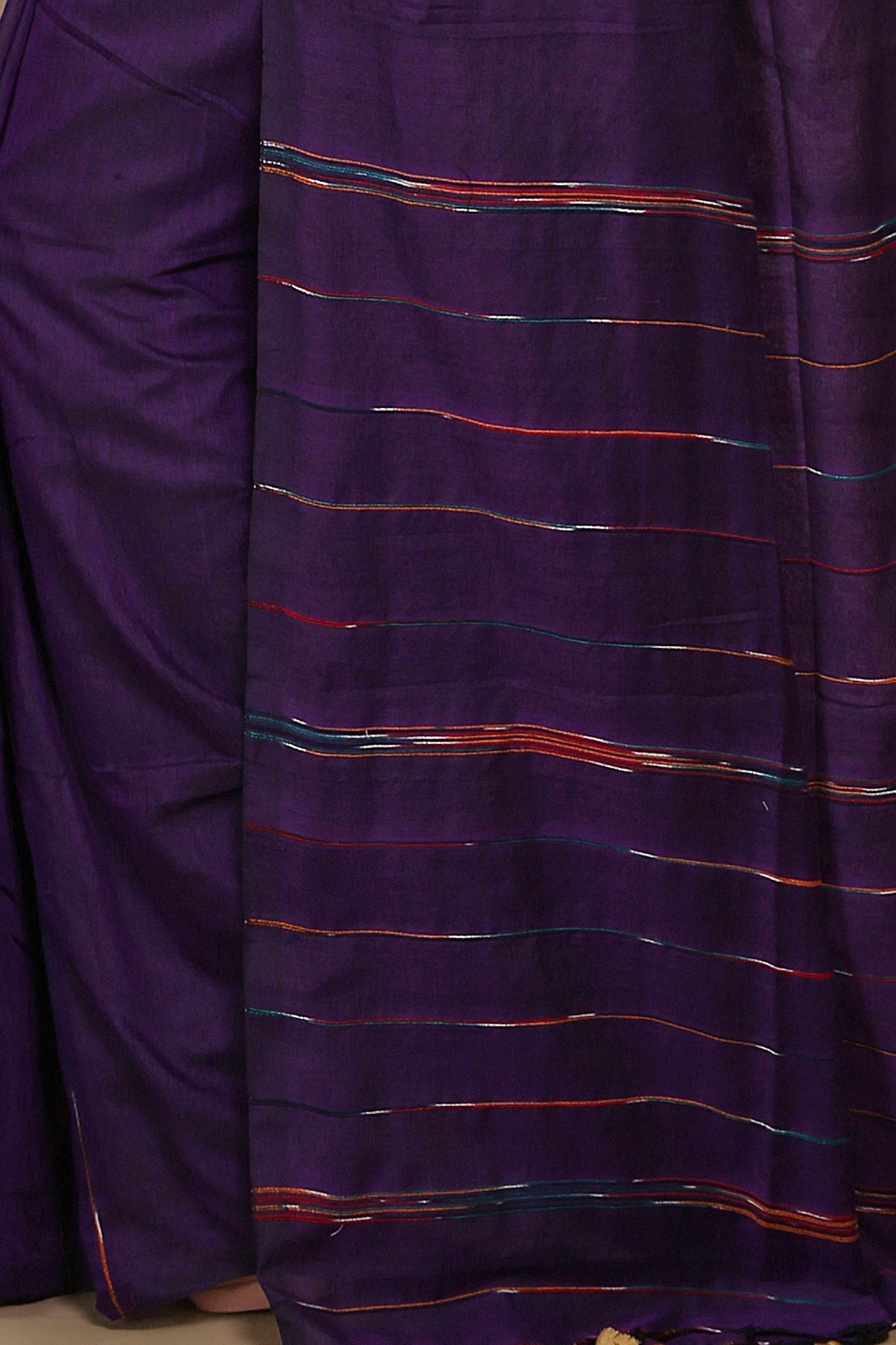 Traditional Khes Cotton Saree With Blouse Piece (Violet)