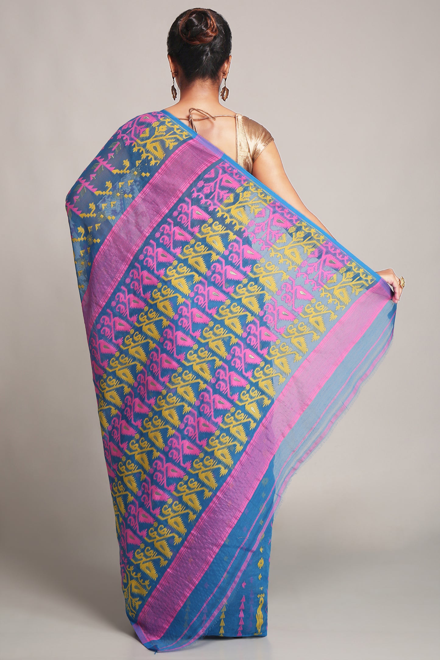 Cotton Silk Dhakai  Soft Sky Pink Jamdani Sarees