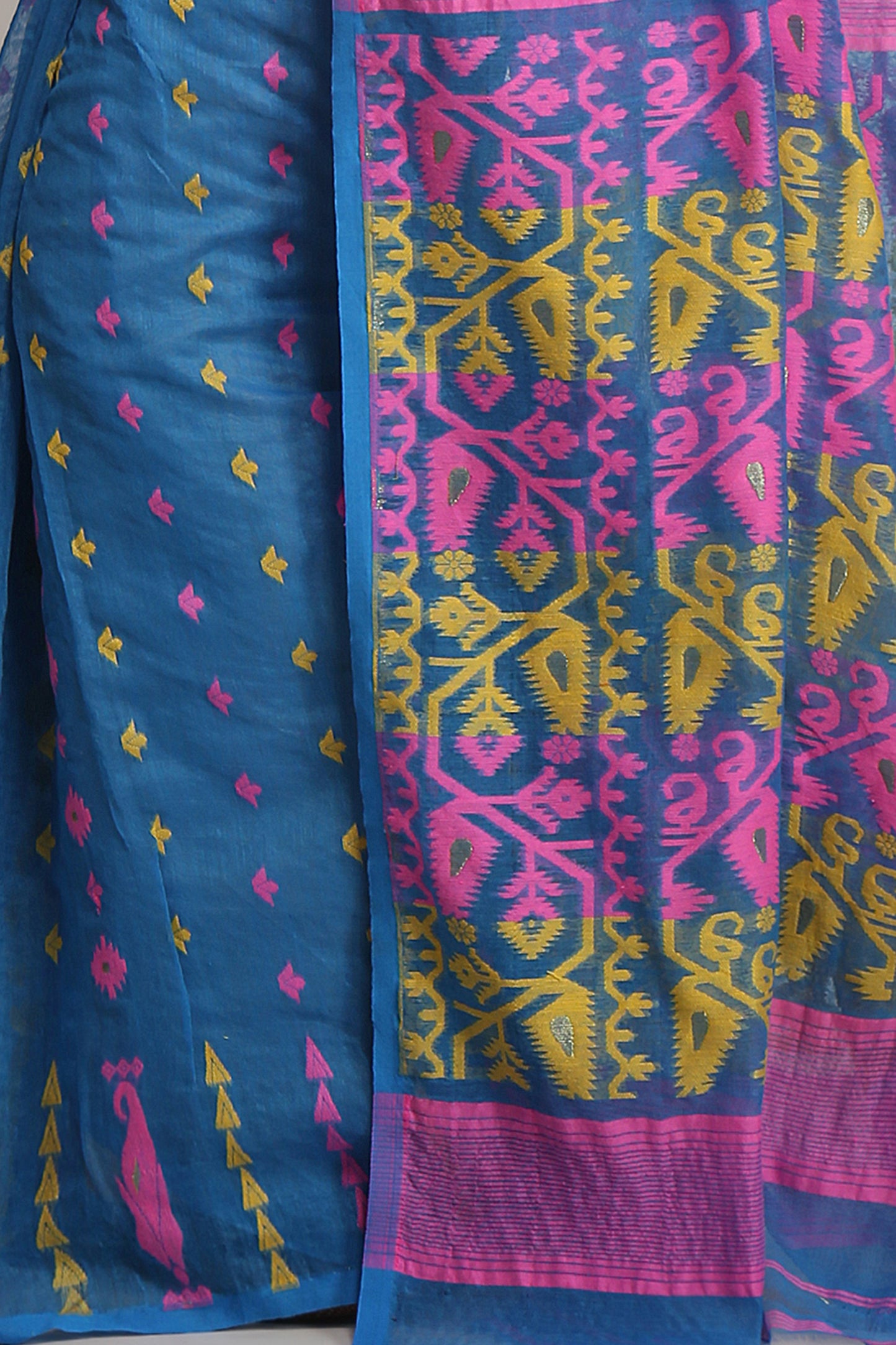 Cotton Silk Dhakai  Soft Sky Pink Jamdani Sarees