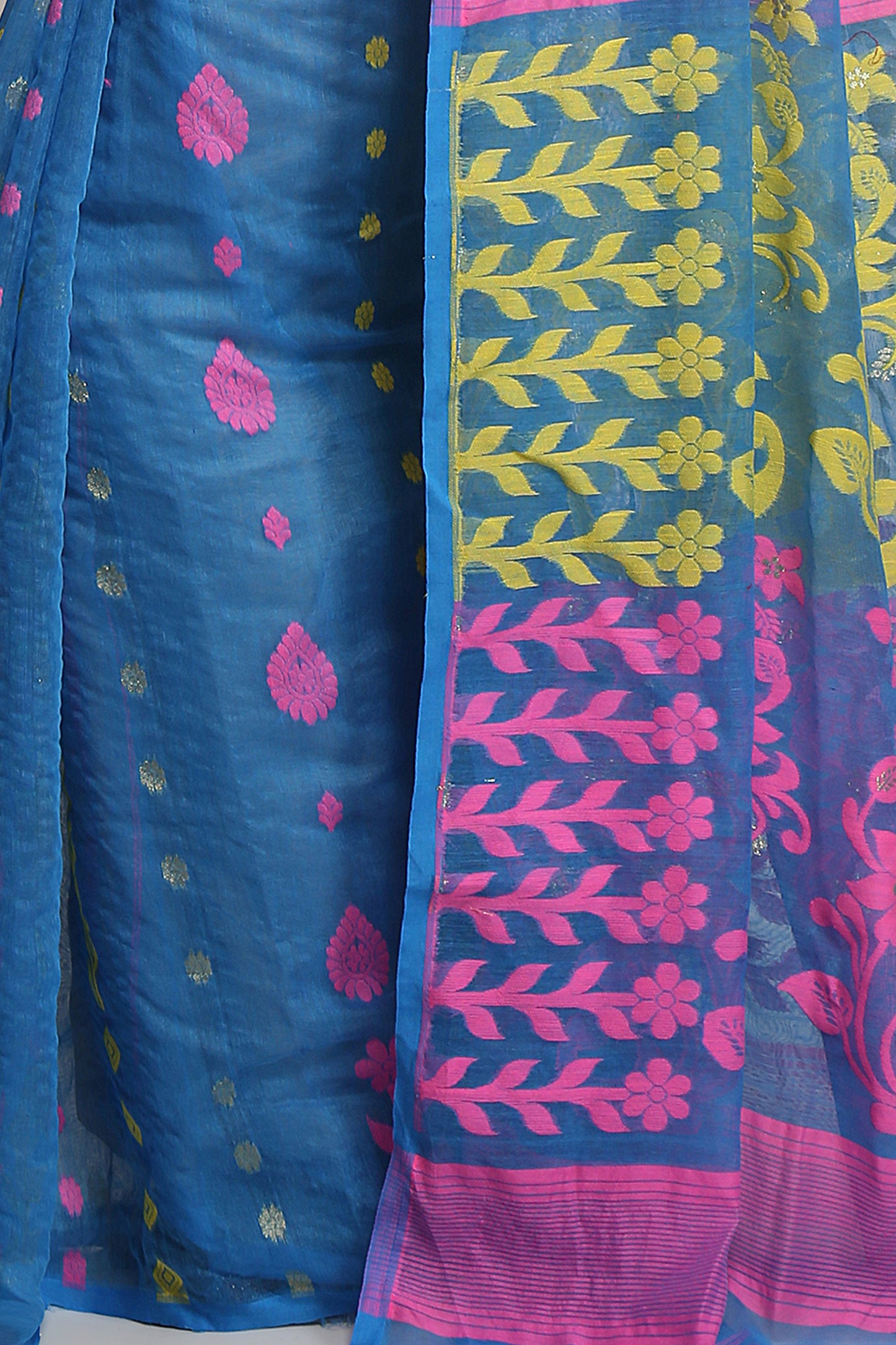 Cotton Silk Dhakai Sky Pink Softs Jamdani Sarees