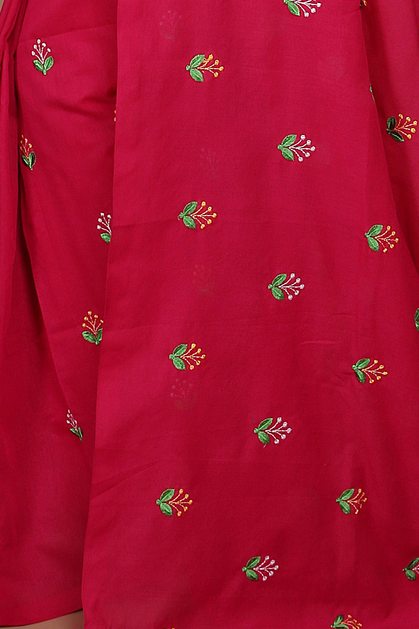 Lamp Embroidery Cotton saree With Blouse Piece (Pink)