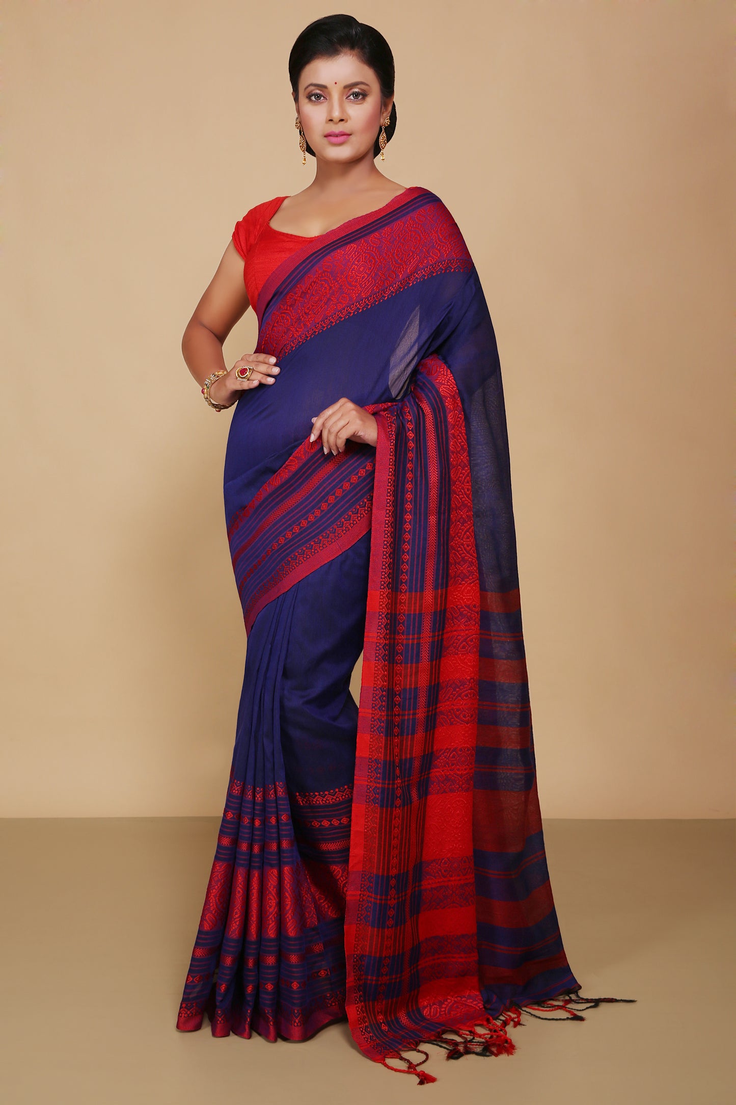 mahapar cotton saree  (Blue)