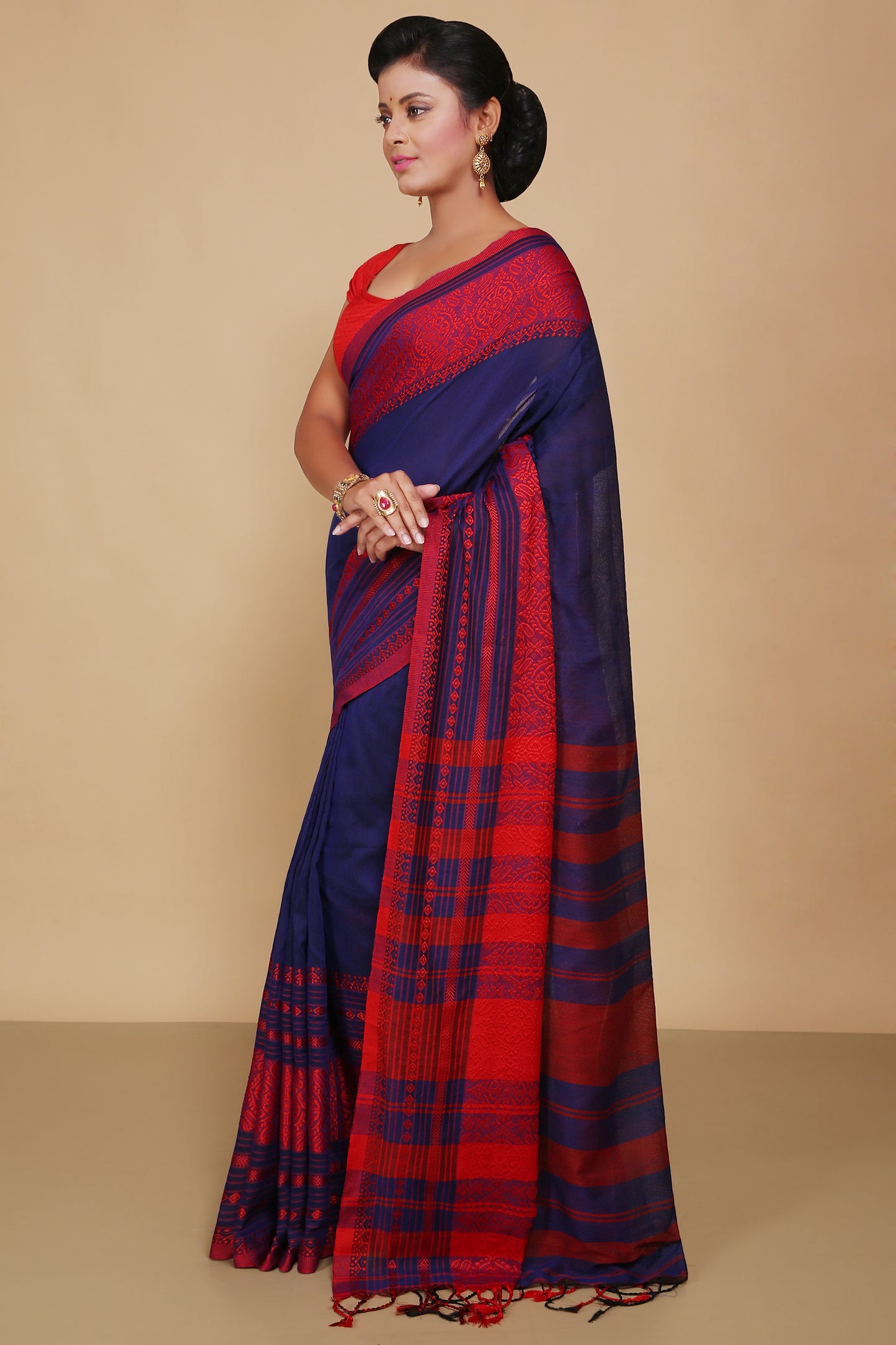 mahapar cotton saree  (Blue)