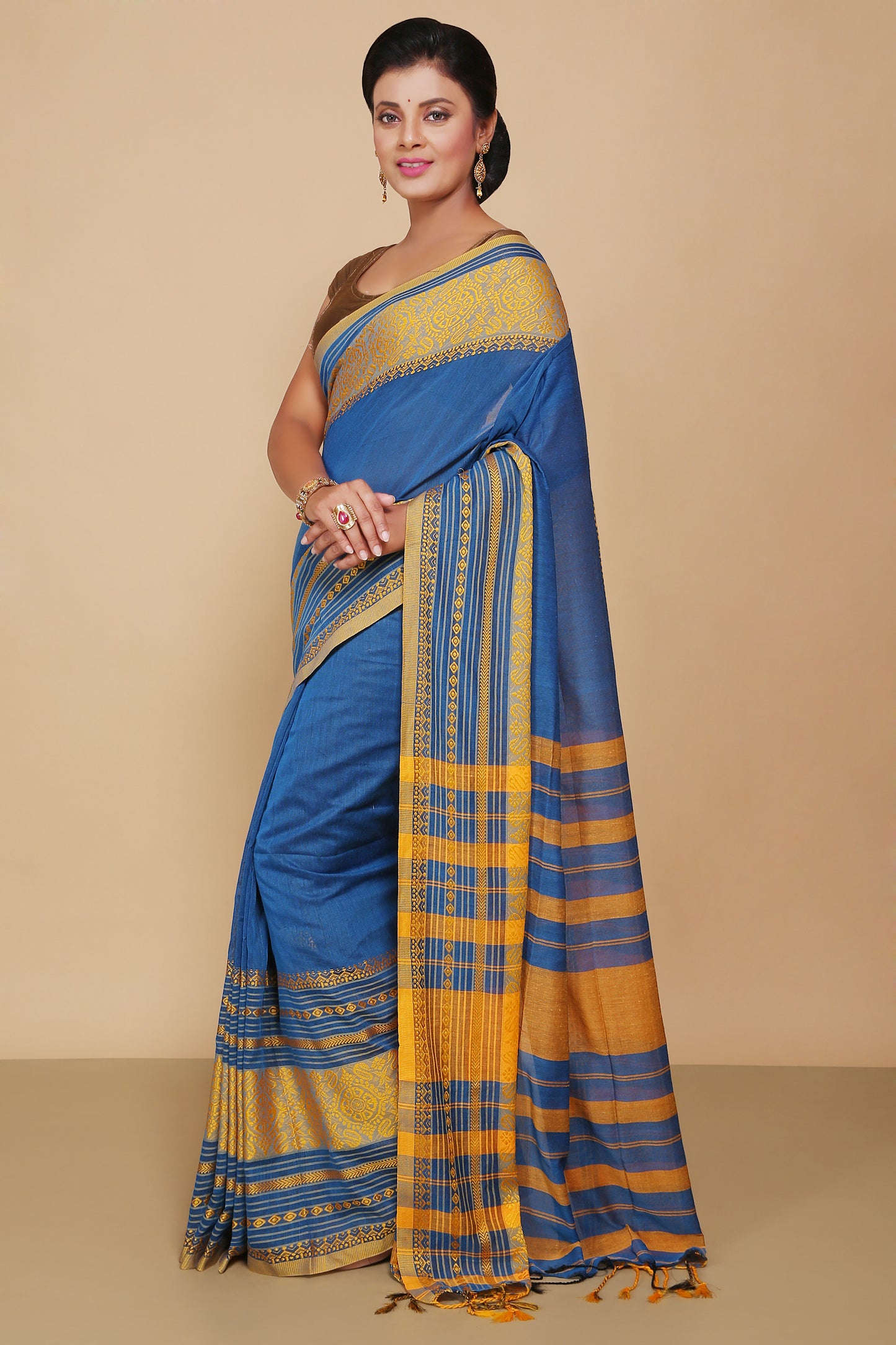 mahapar cotton saree  (Turquise)