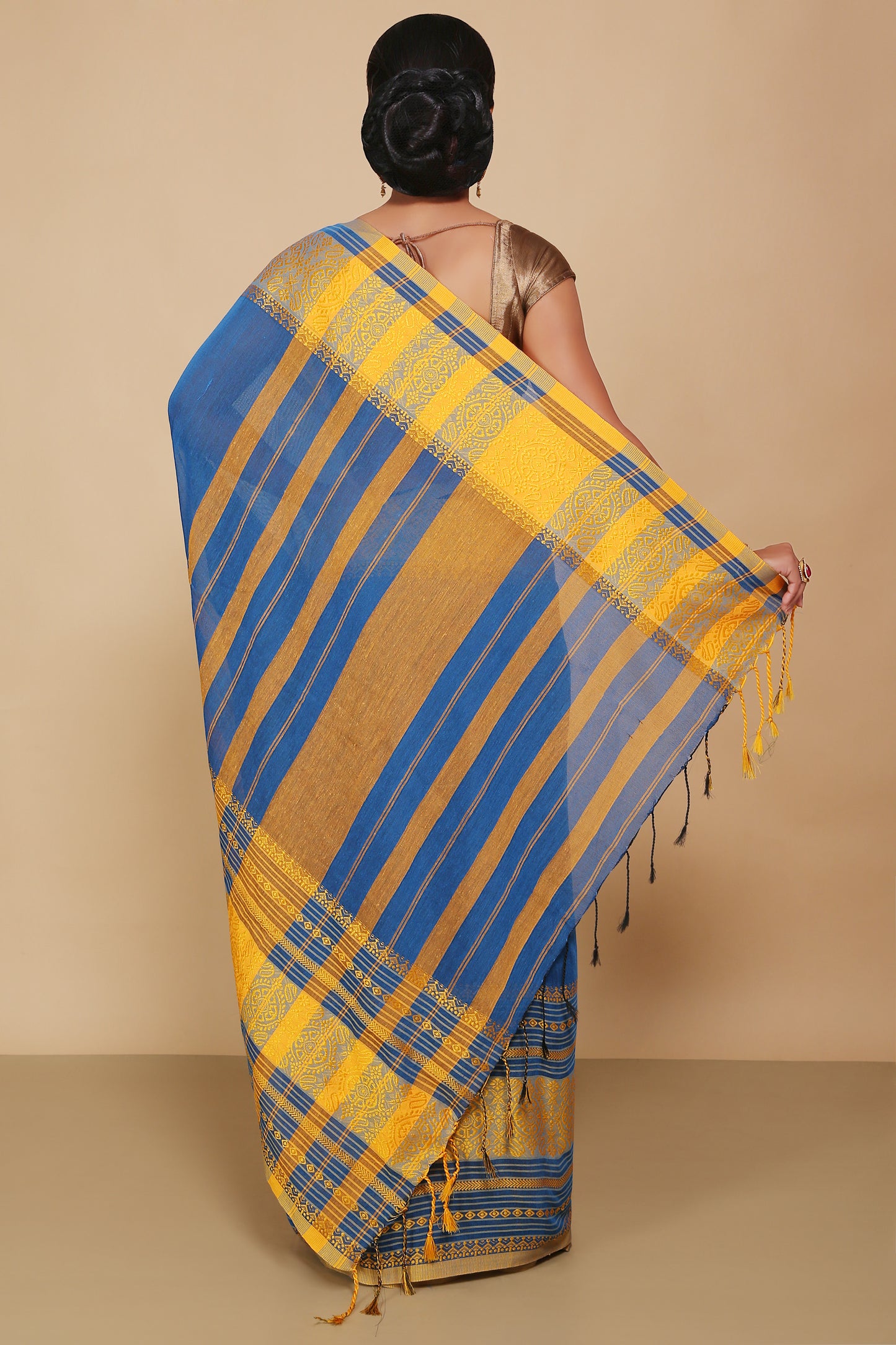 mahapar cotton saree  (Turquise)