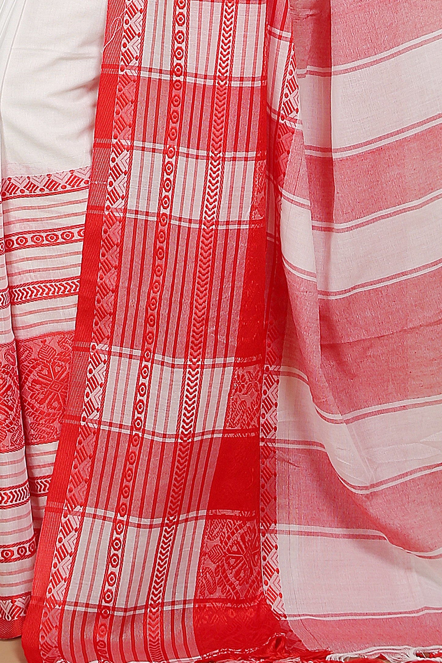 mahapar cotton saree  (White)