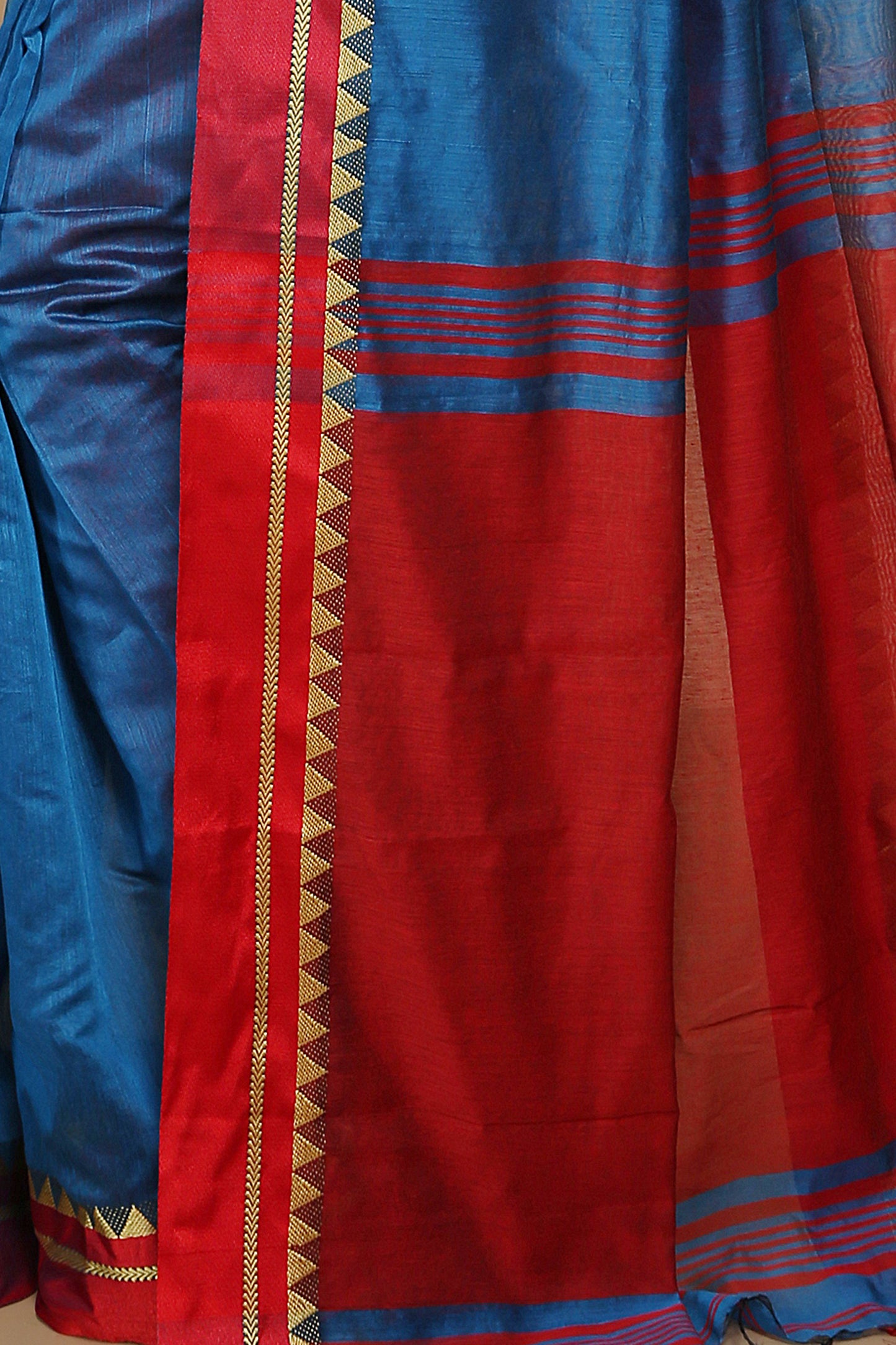 Terchi border handloom saree (Turquise)