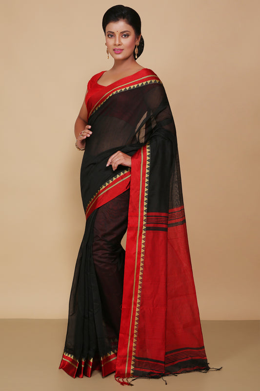 Terchi border handloom saree (Black)