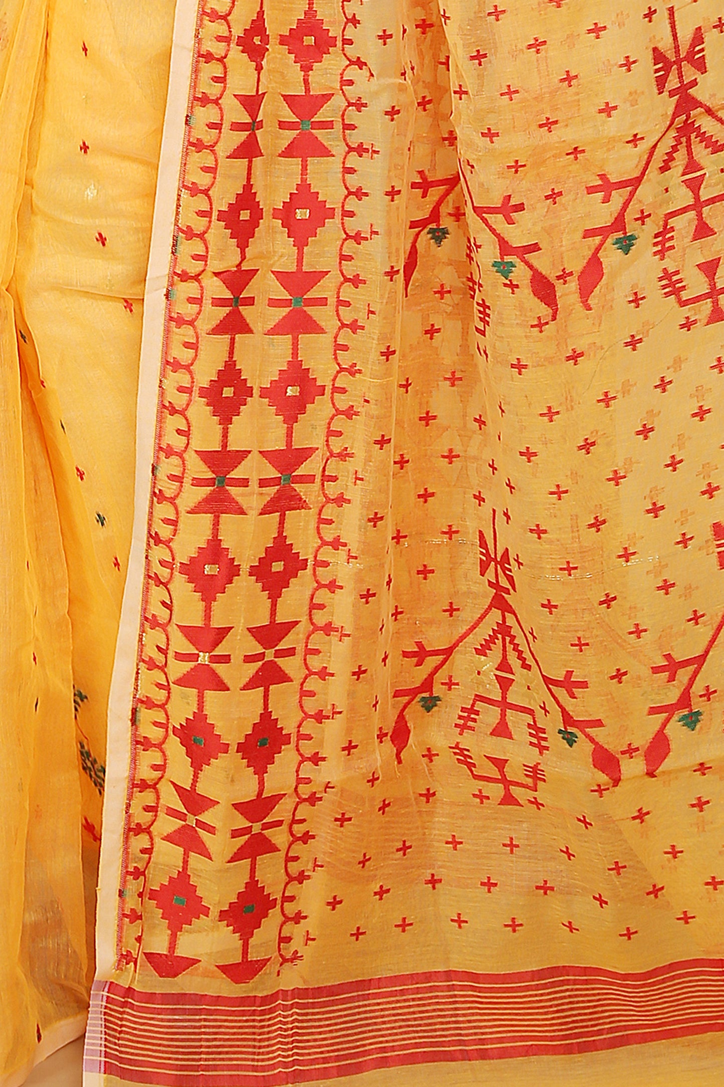 Mina work dhakai jamdani saree (Yellow)