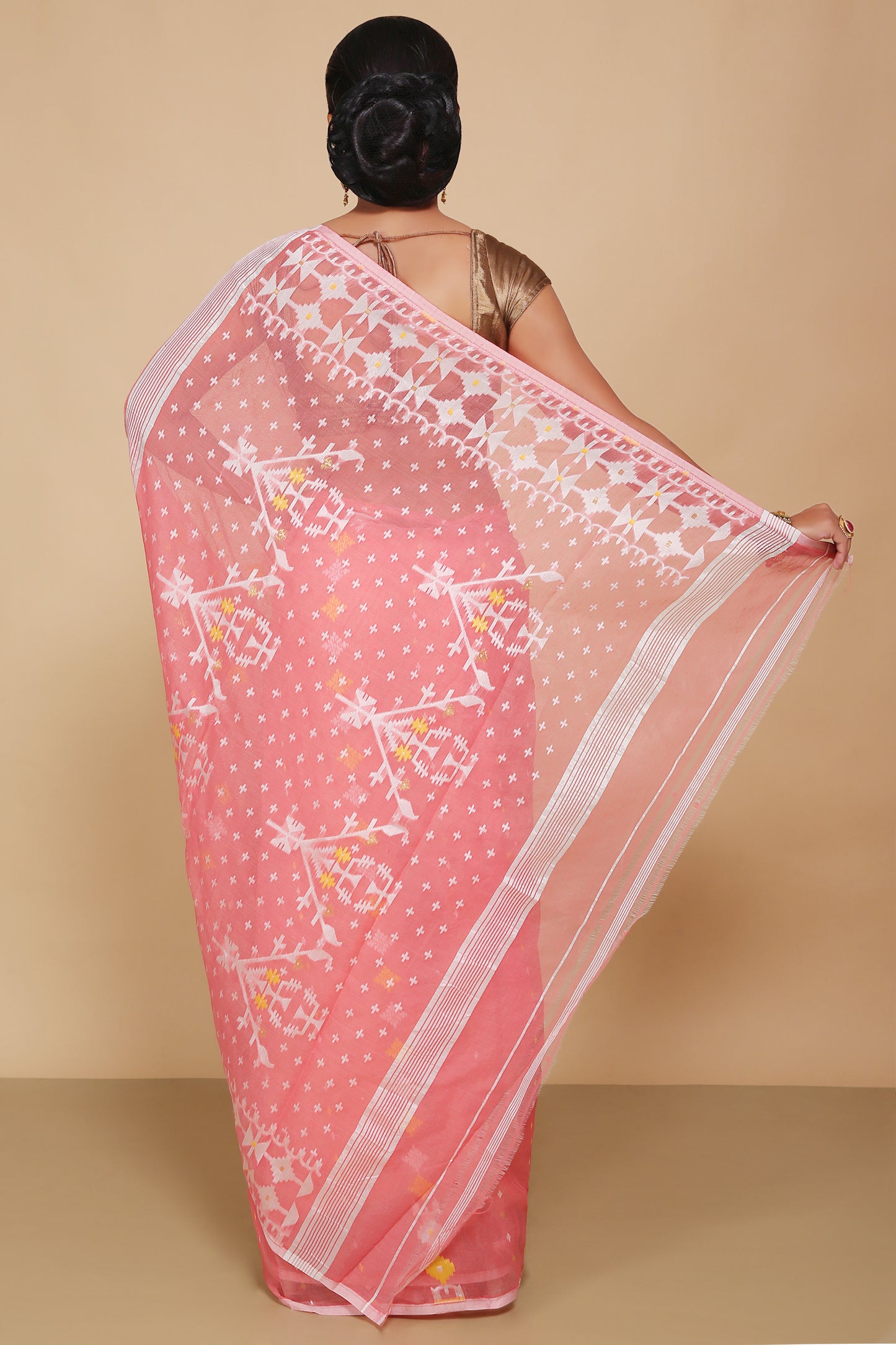 Mina work dhakai jamdani saree (Pink)