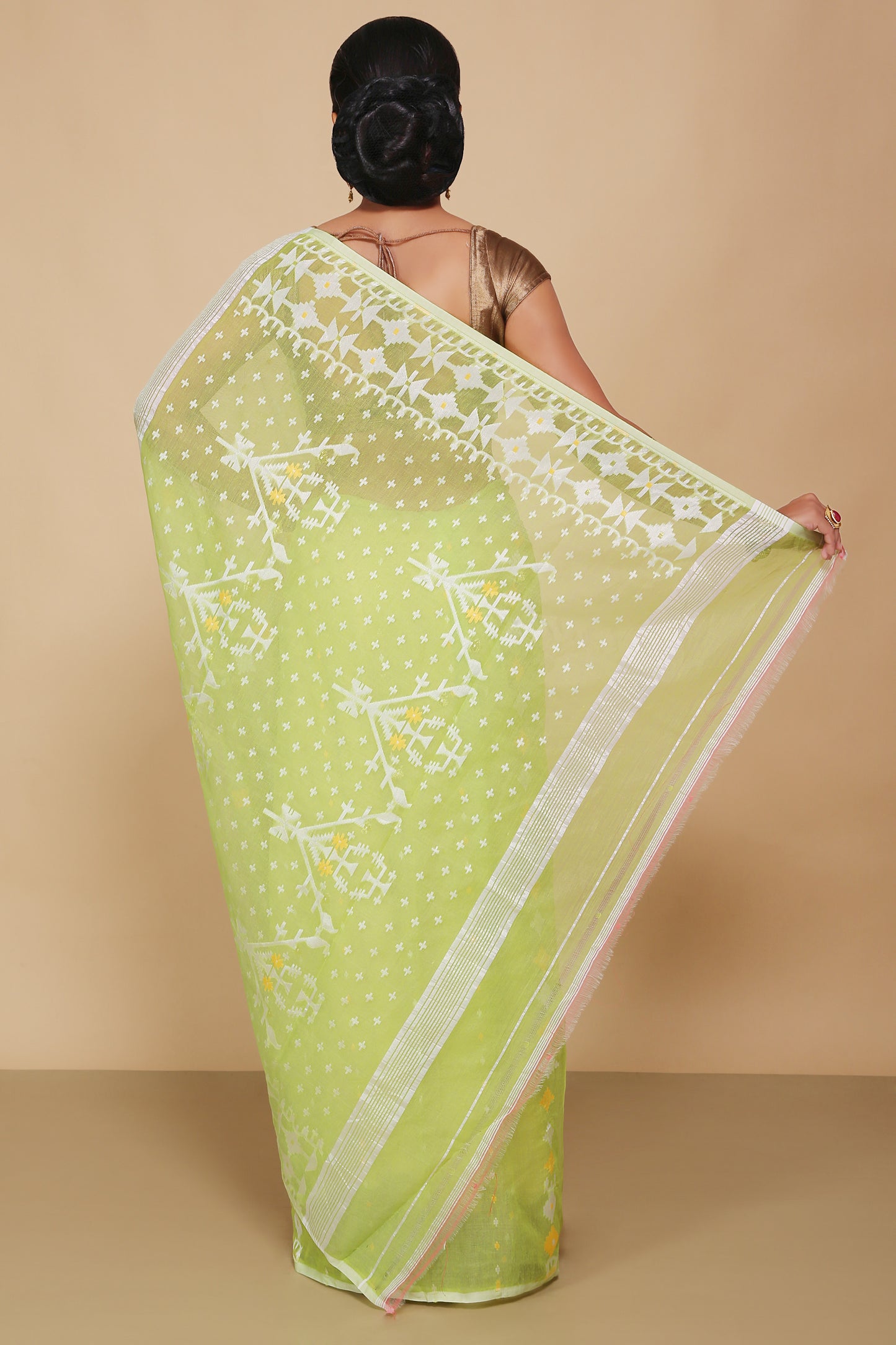 Mina work dhakai jamdani saree (Green)