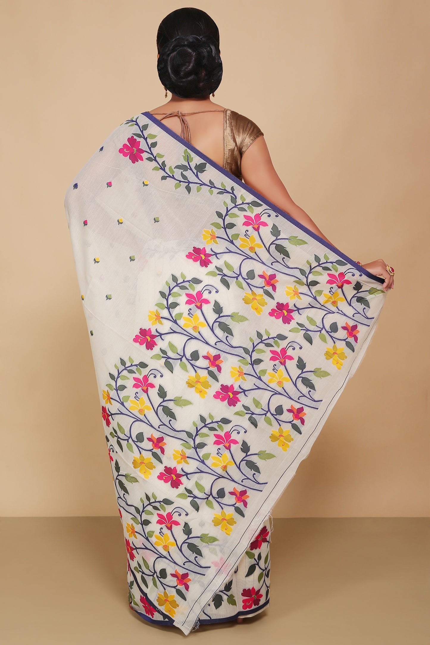 Mina Soft Cotton Jamdani Saree (White)