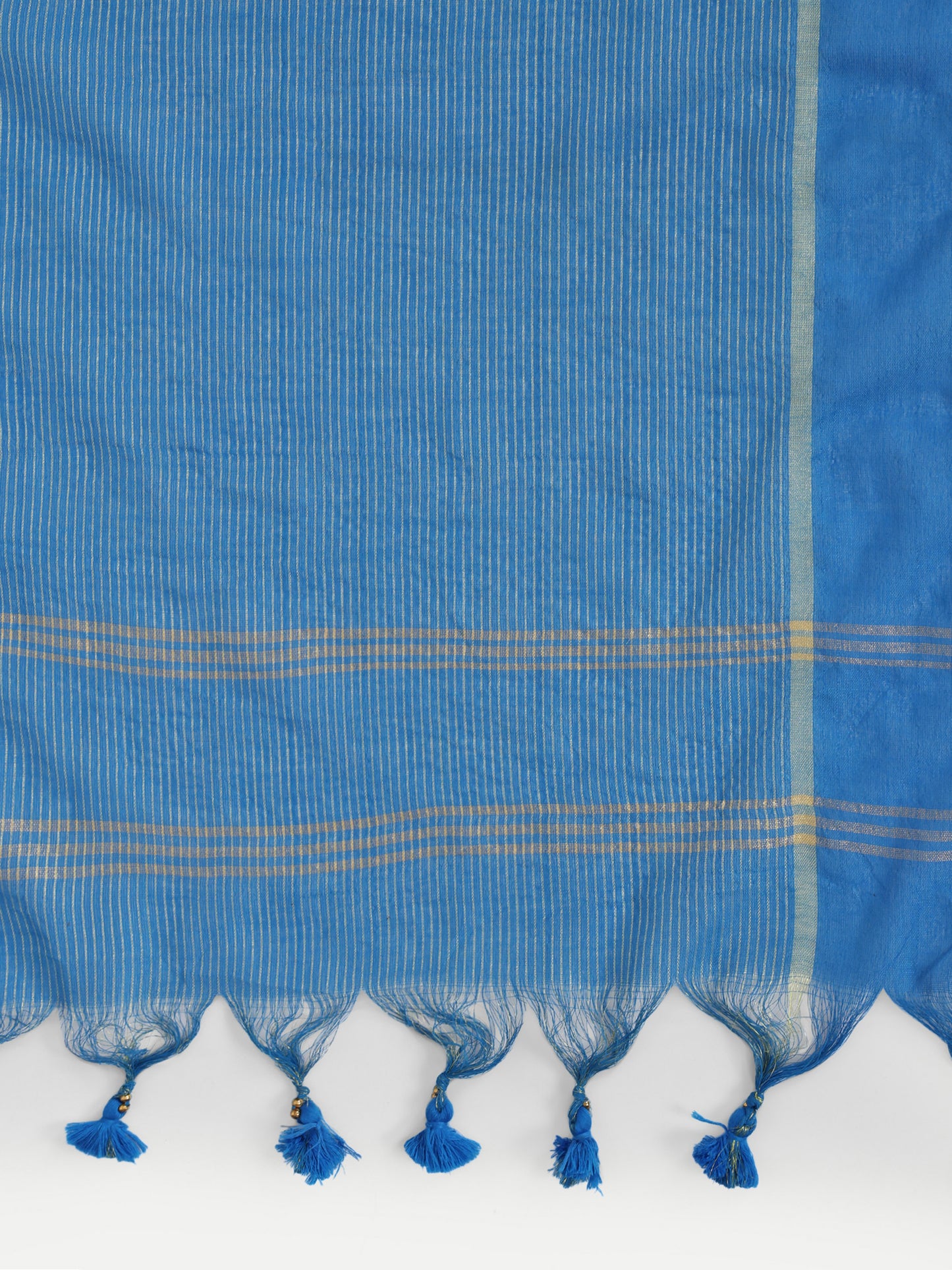 Cotton Jari Check Handloom Saree (Sky)