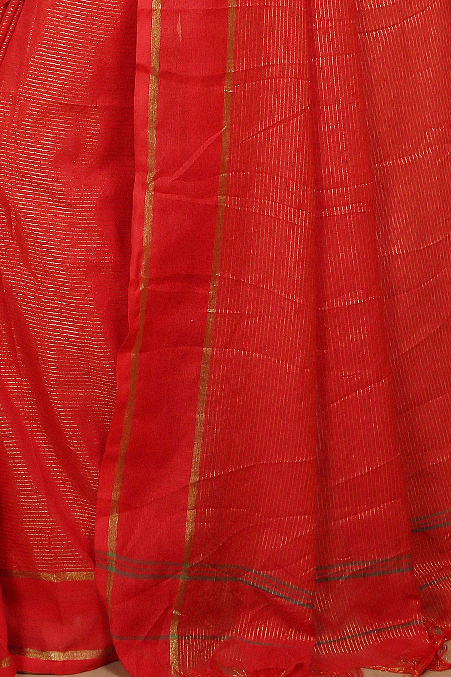 Cotton Jari Check Handloom Saree (RED)