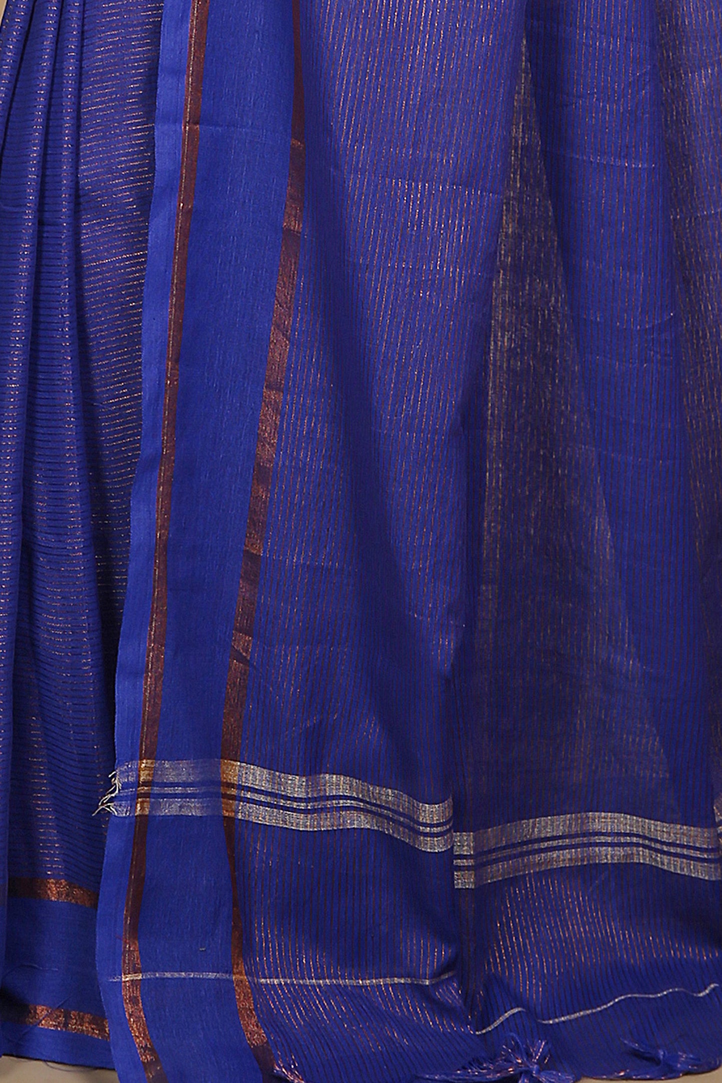 Cotton Jari Check Handloom Saree (Blue)