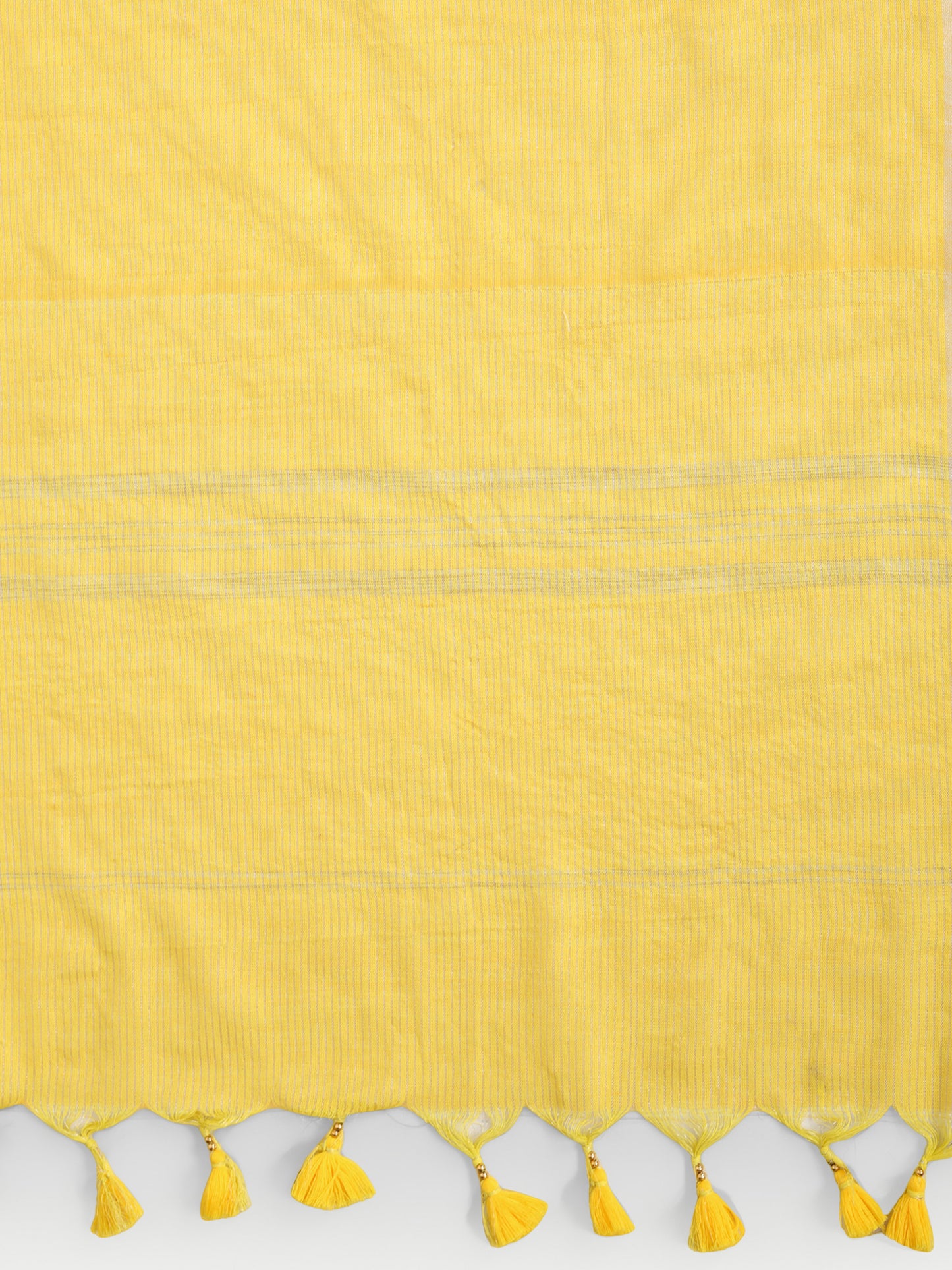 Cotton Jari Check Handloom Saree (Yellow)