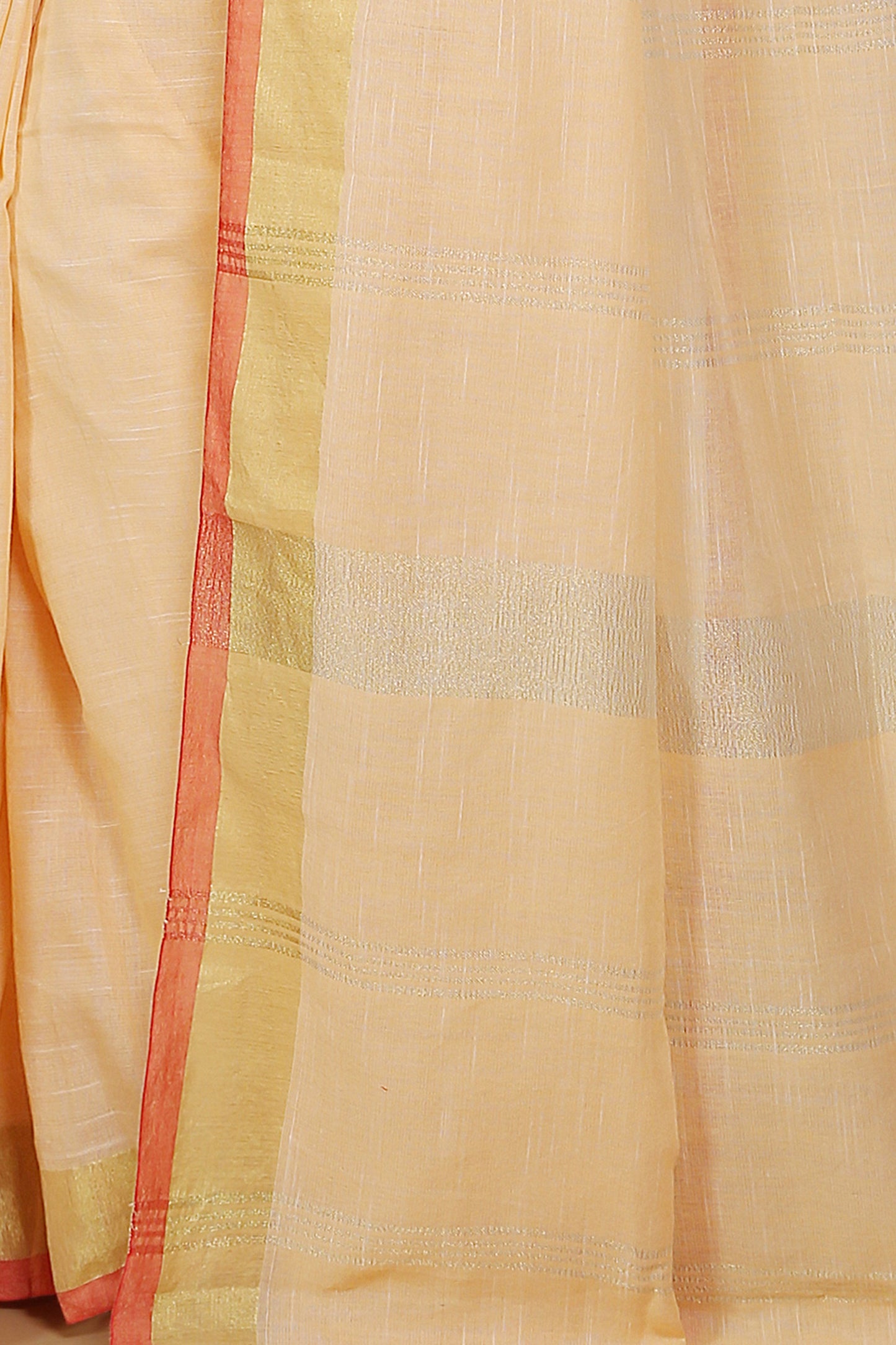 Lilen handloom jari check pallu saree (Cream)