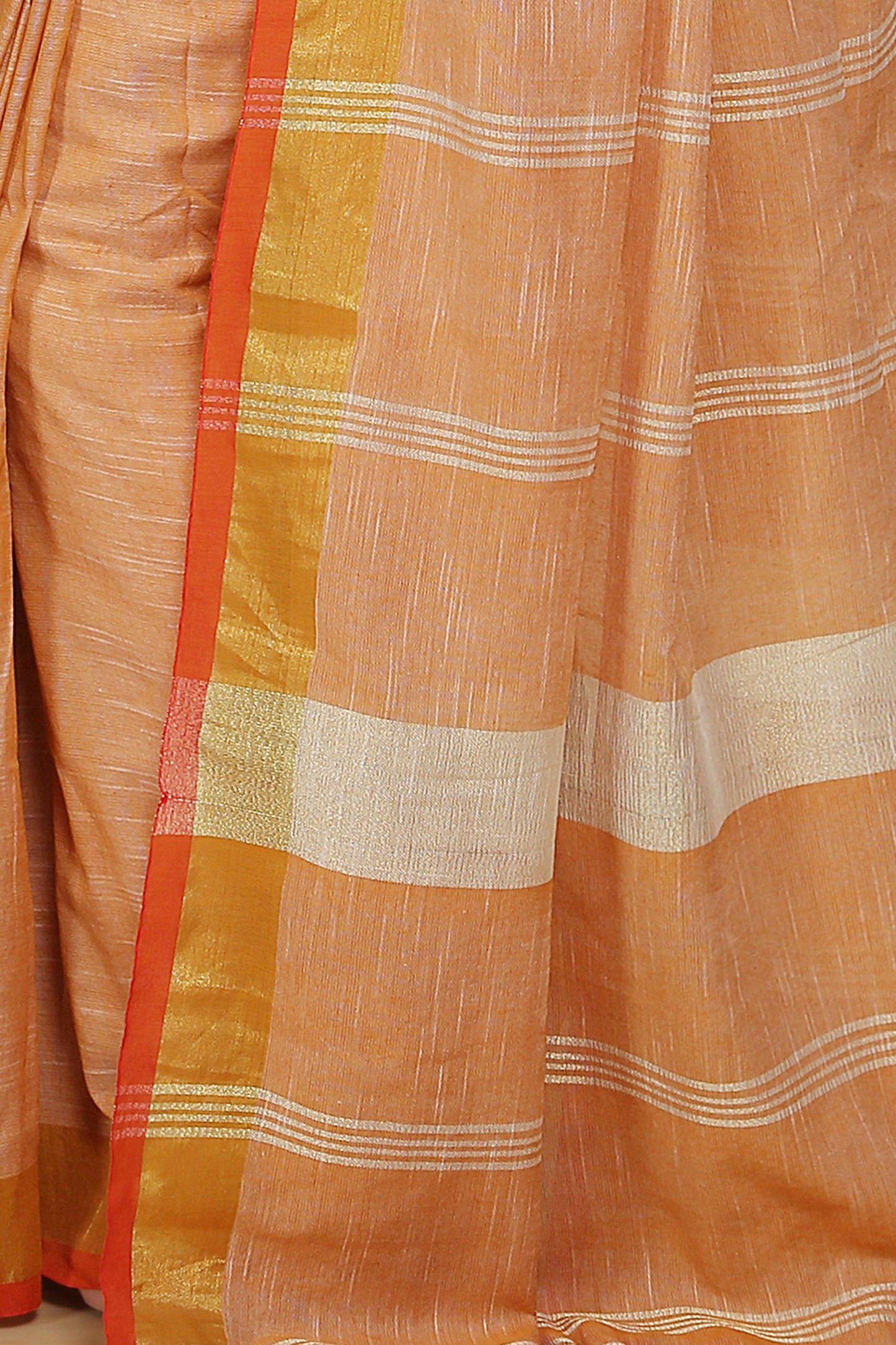 Lilen handloom jari check pallu saree (Beige)