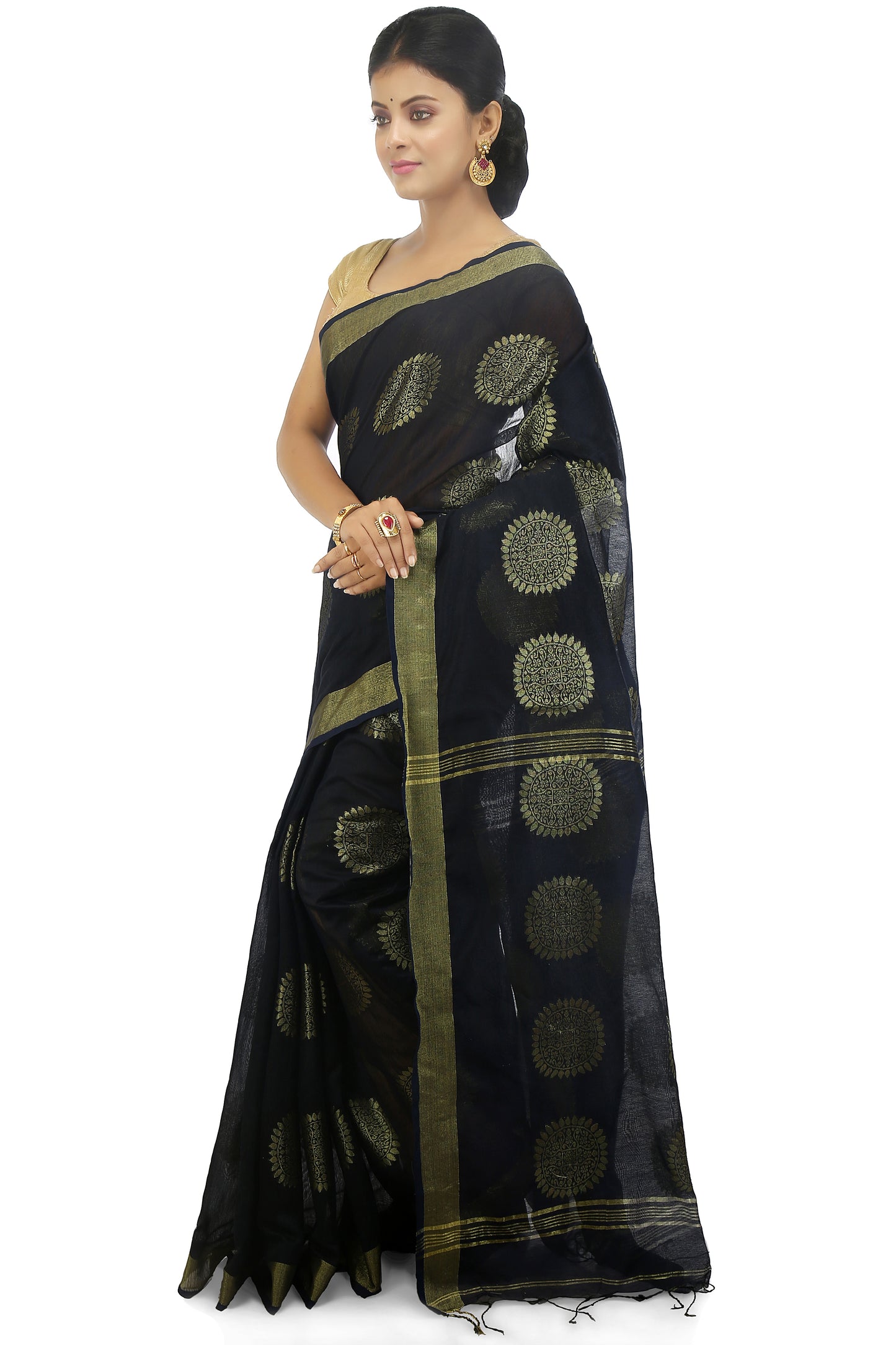 women’s handloom art silk saree with zari thread work Blue