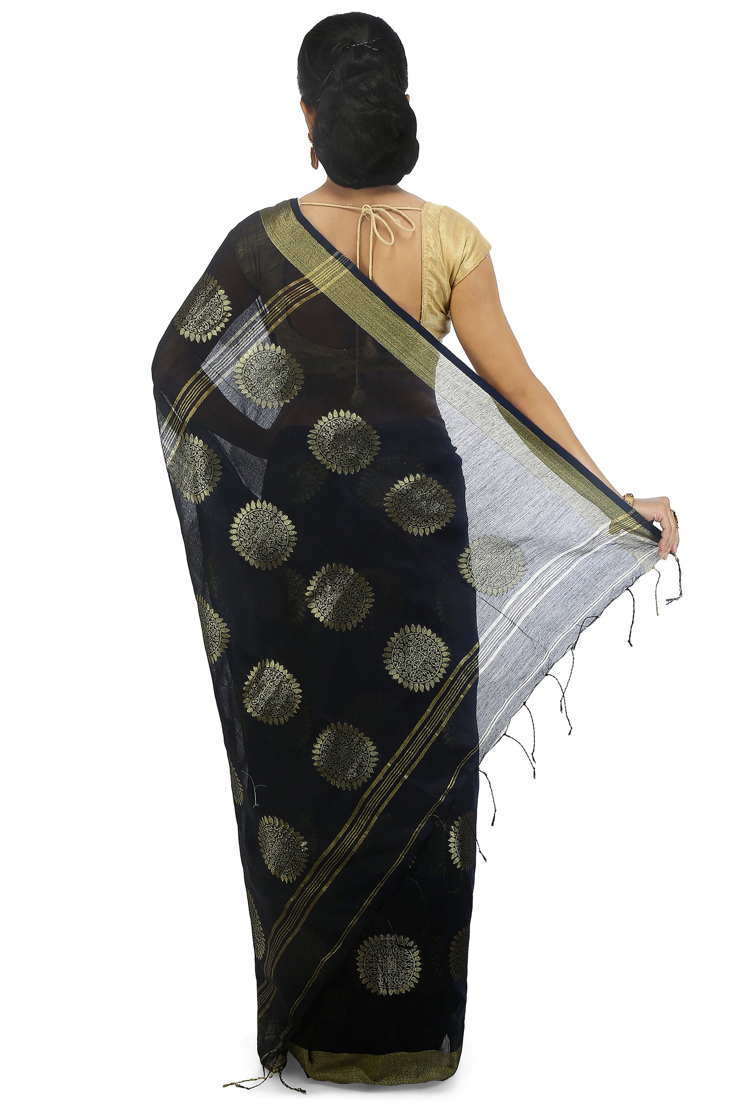 women’s handloom art silk saree with zari thread work Blue