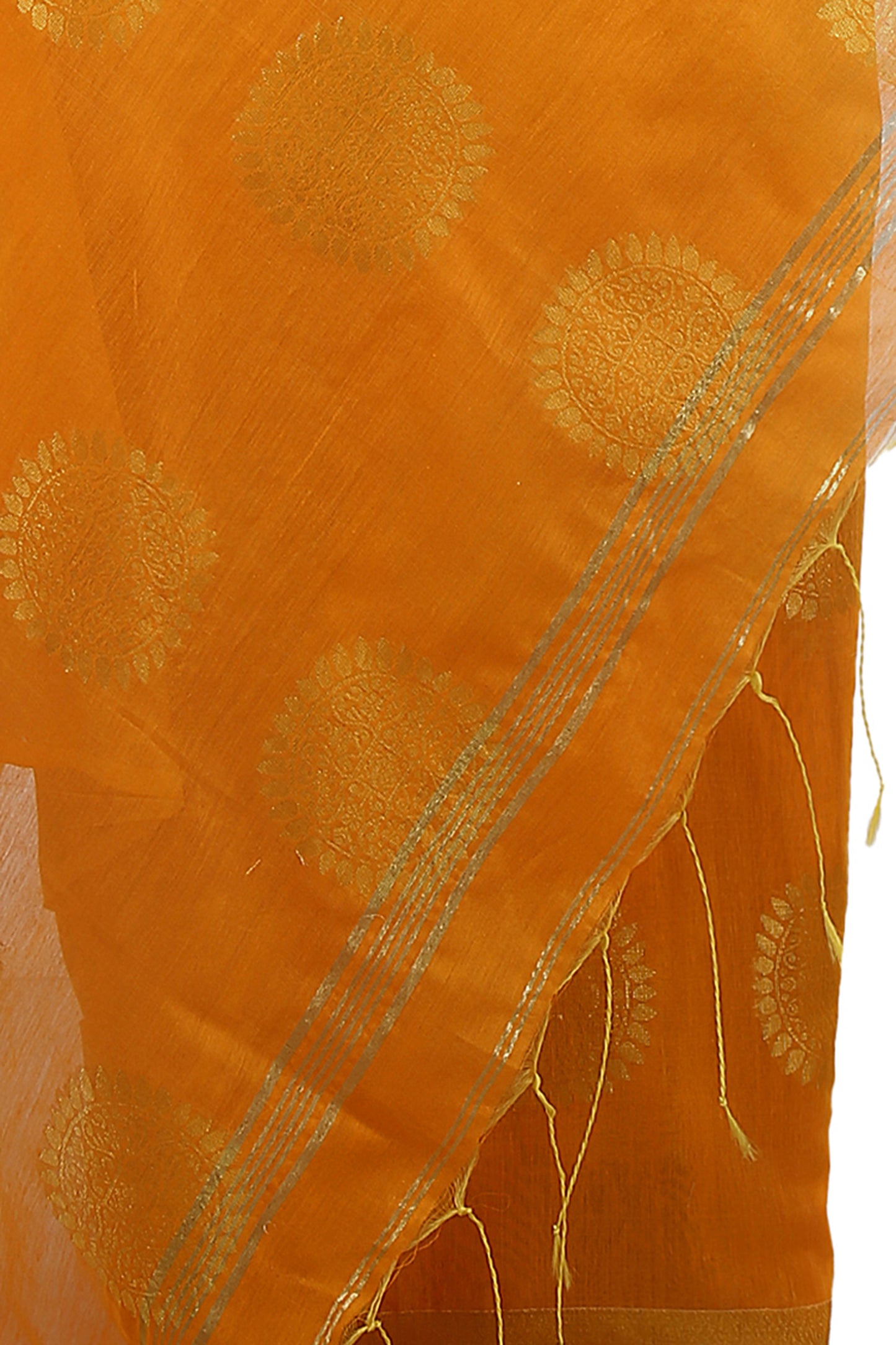 women’s handloom art silk saree with zari thread work Yellow