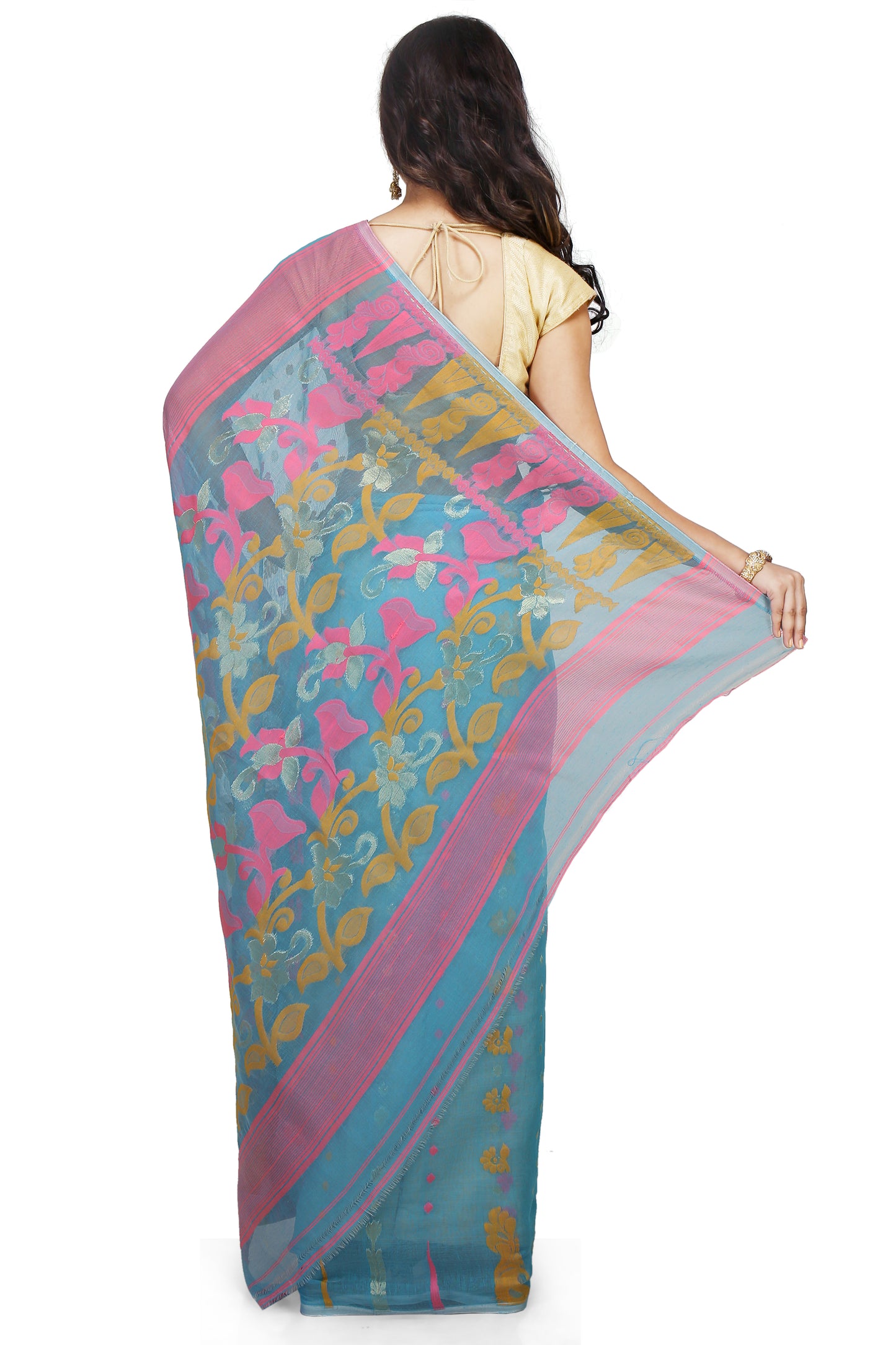 Exclusive Soft Dhakai Padma Pata Jamdani Sarees (Sky)