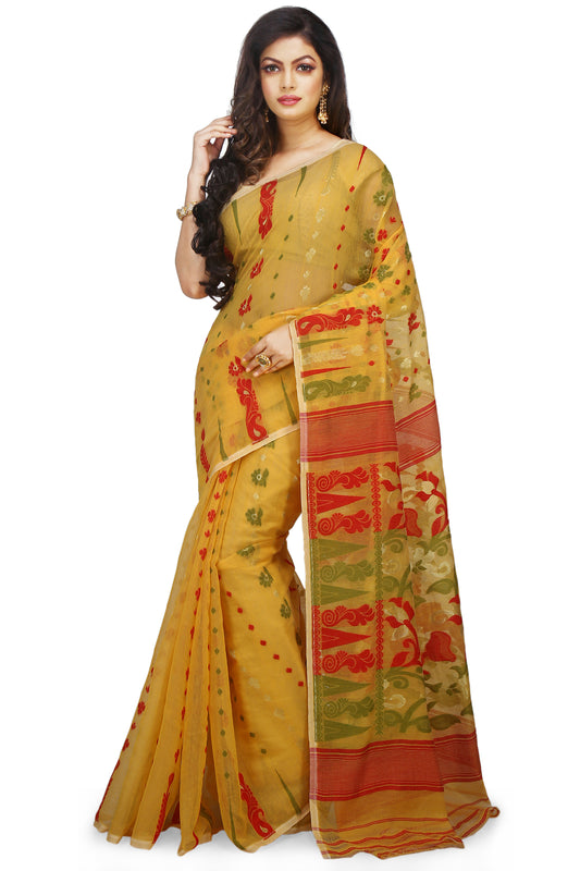 Exclusive Soft Dhakai Padma Pata Jamdani Sarees (Yellow)