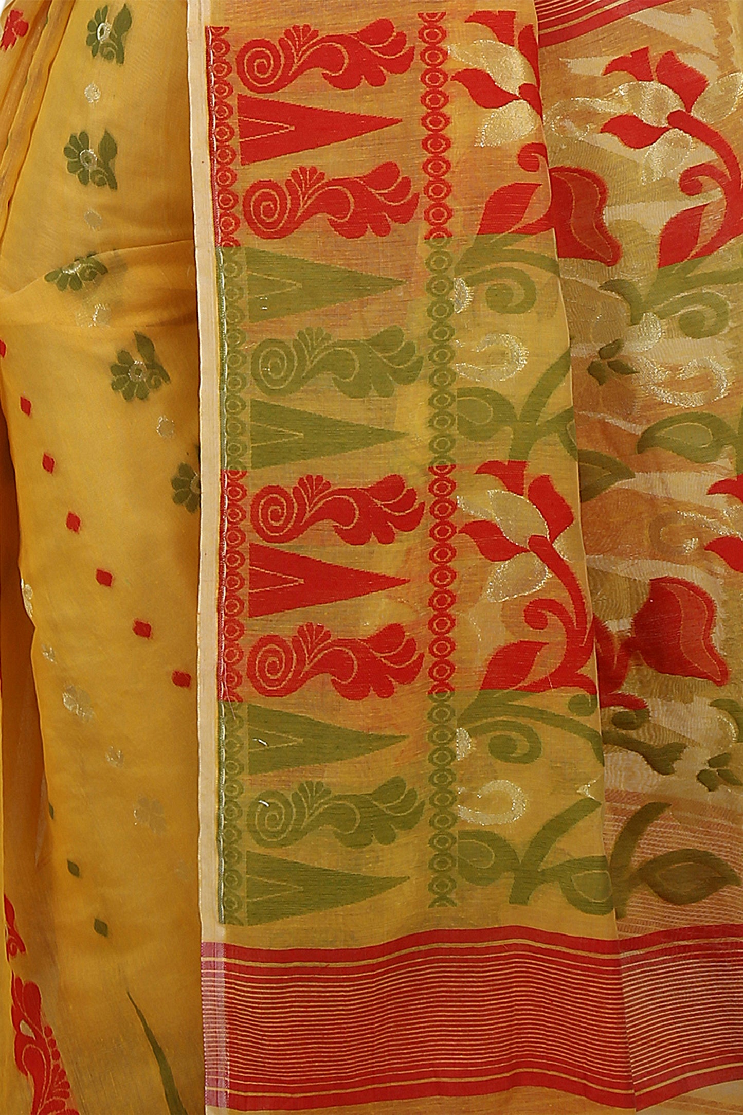 Exclusive Soft Dhakai Padma Pata Jamdani Sarees (Yellow)