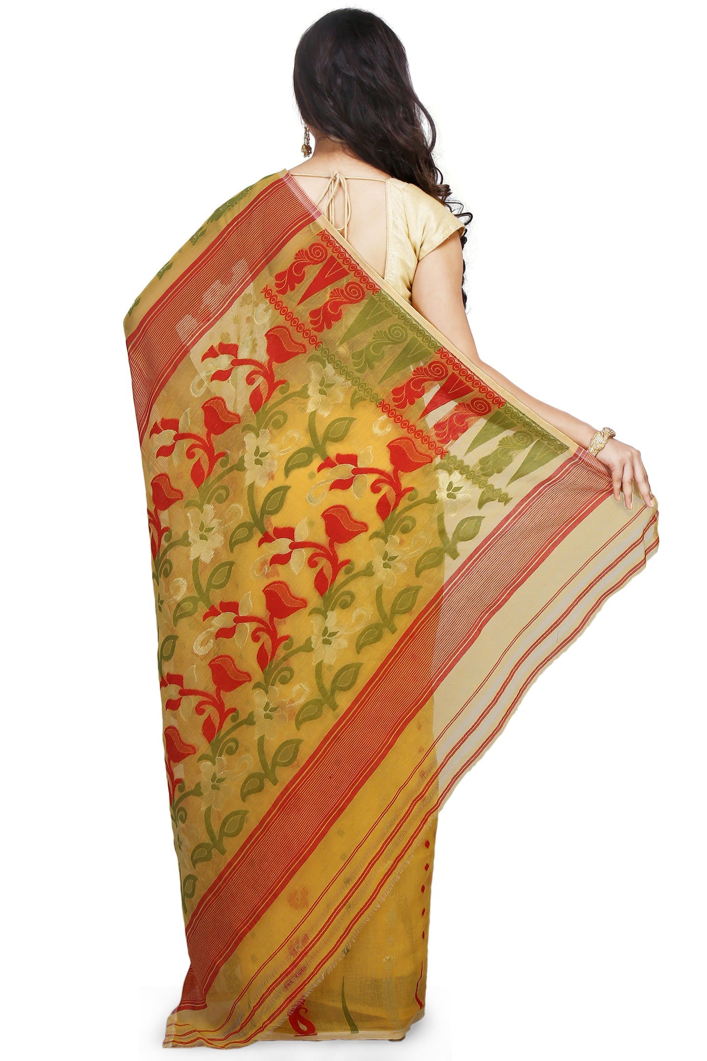 Exclusive Soft Dhakai Padma Pata Jamdani Sarees (Yellow)