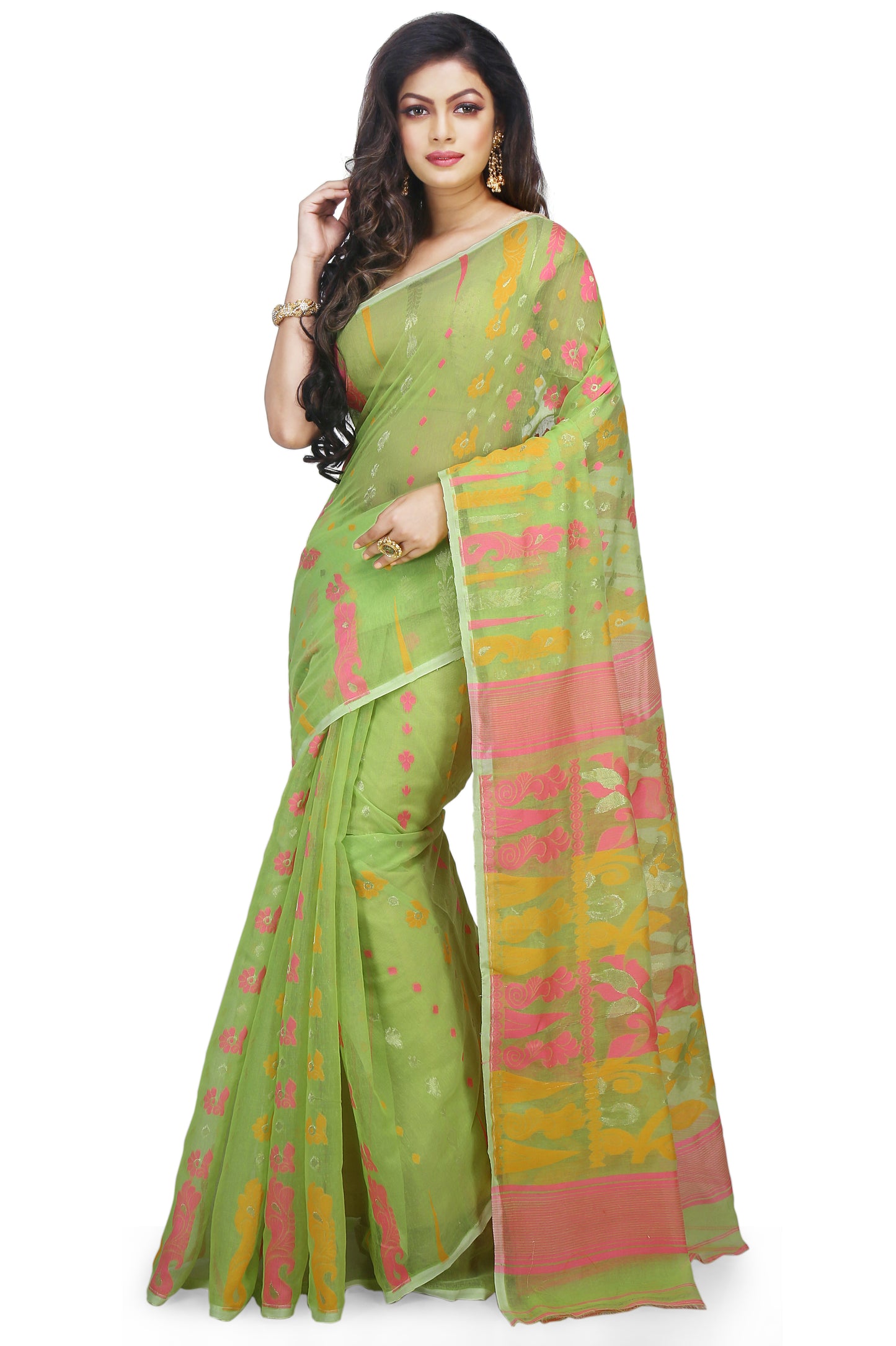 Exclusive Soft Dhakai Padma Pata Jamdani Sarees (Green)