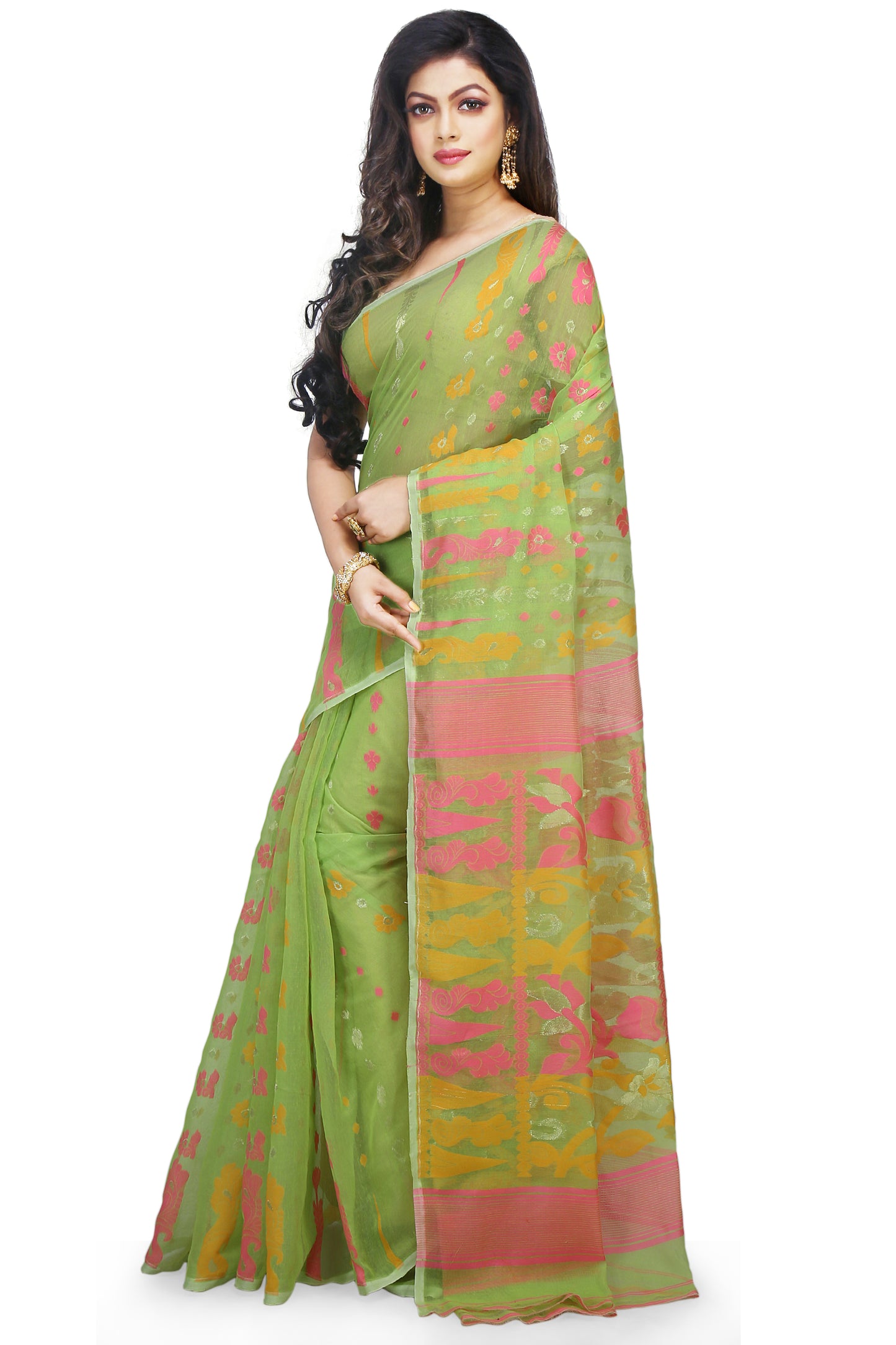 Exclusive Soft Dhakai Padma Pata Jamdani Sarees (Green)