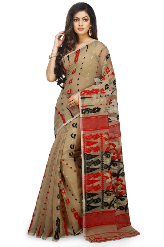 Exclusive Soft Dhakai Padma Pata Jamdani Sarees (Beige)