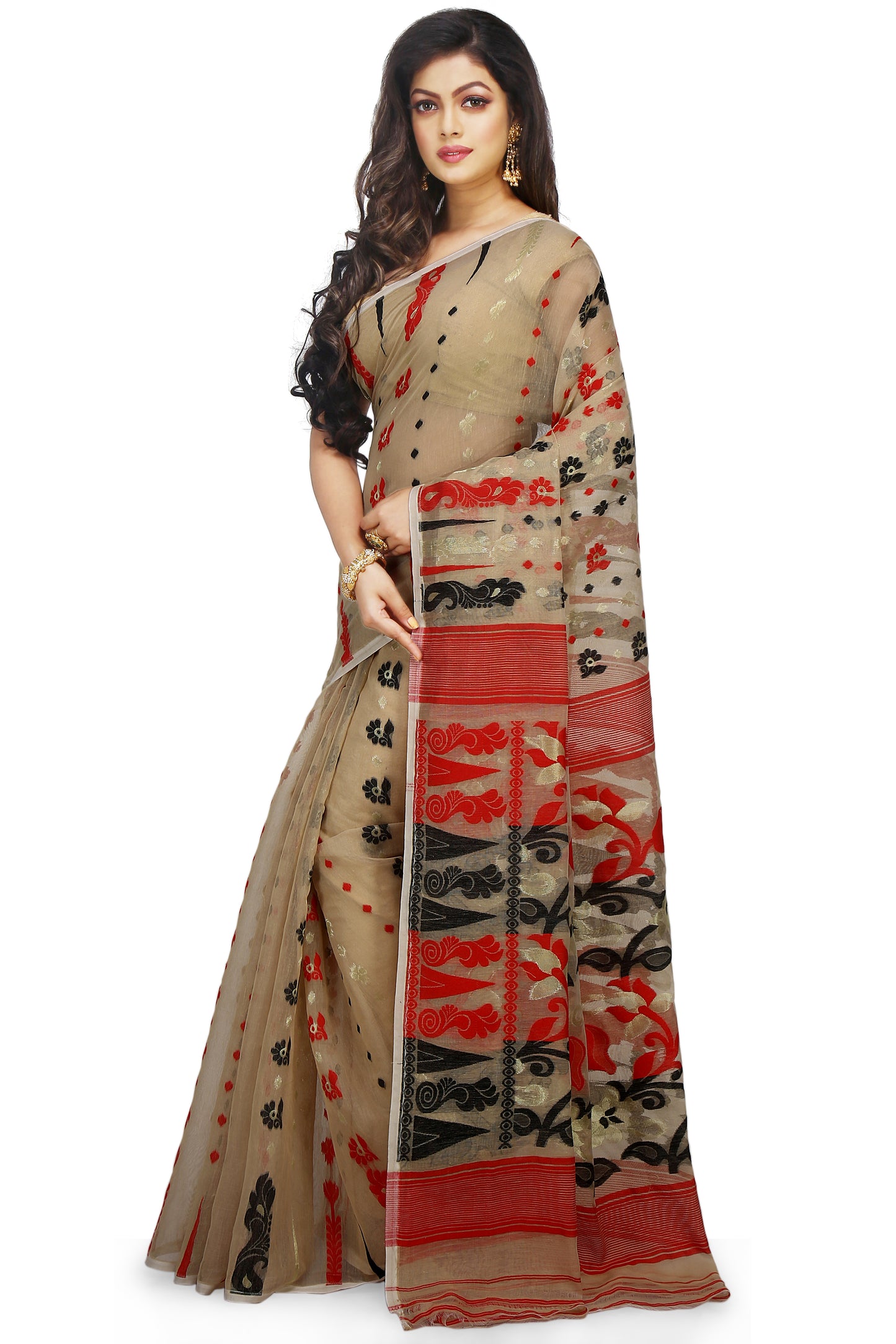 Exclusive Soft Dhakai Padma Pata Jamdani Sarees (Beige)