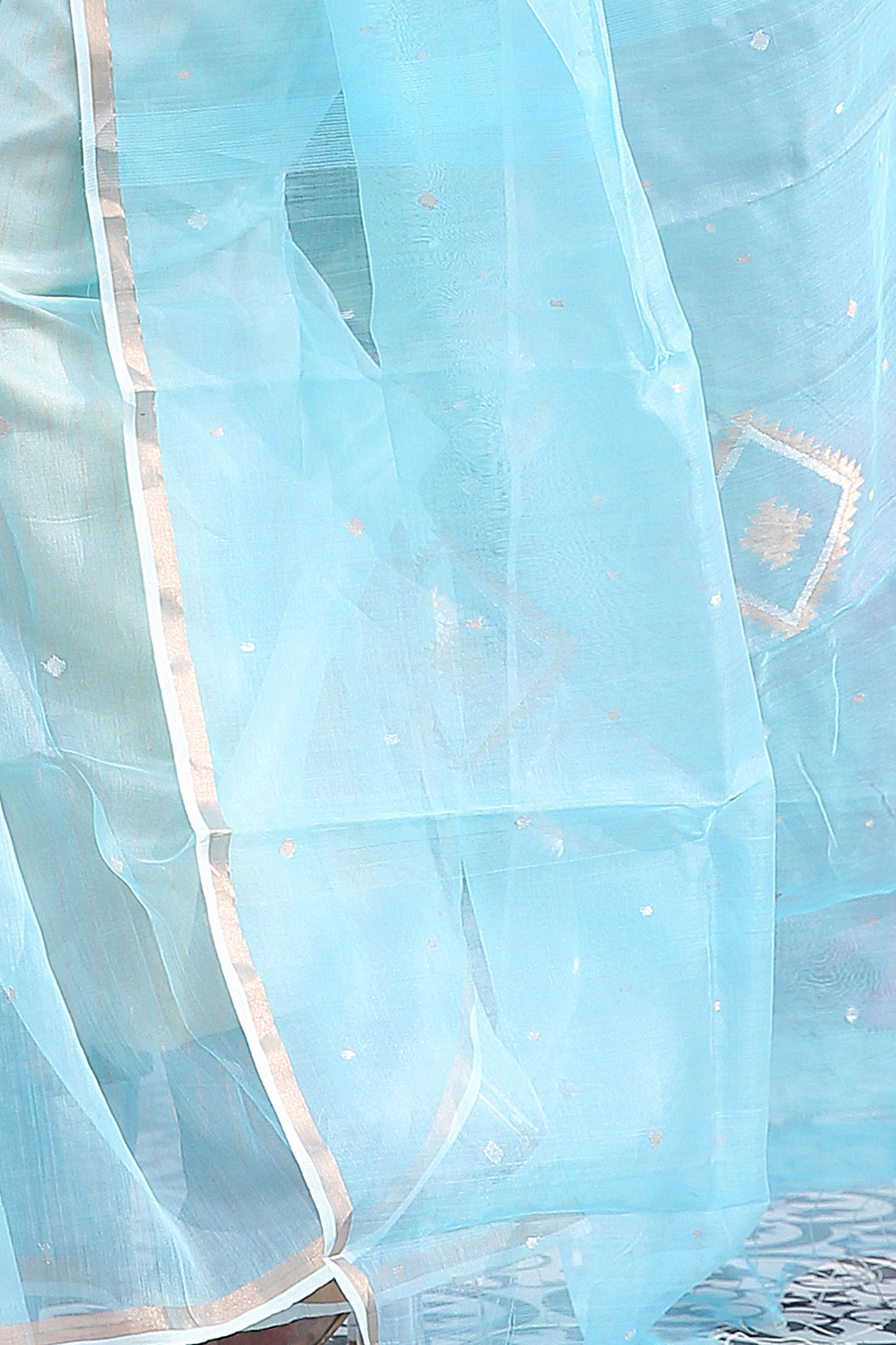 Silk Jamdani Weaving Saree (Sky)